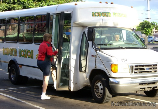 Getting on the tour bus after breakfast