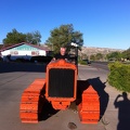 Test driving the tractor at the Prospector Inn in Escalante UT