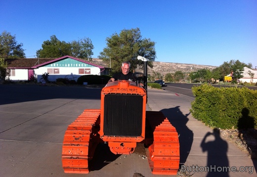Test driving the tractor at the Prospector Inn in Escalante UT