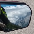 mountains ahead and in the mirror