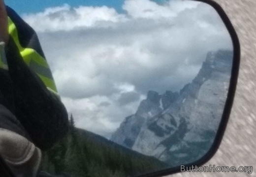 mountains ahead and in the mirror
