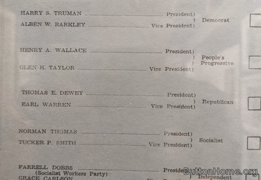 1948 presidential ballot
