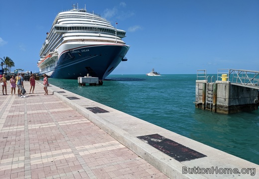 Coast Guard cutter passing a Carnival cruise ship in the Key West port