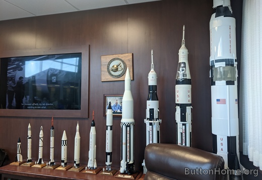 Wernher von Braun desk with US booster models in the background