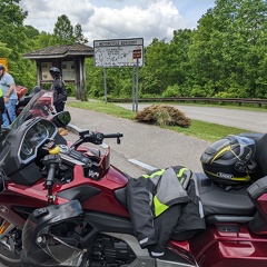 Motorcycle notice at the east end of Cherohala Skyway