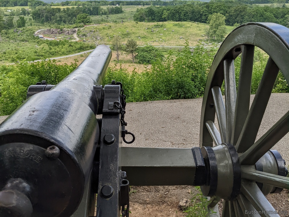 view from a cannon as it sat when defending Little Round Top