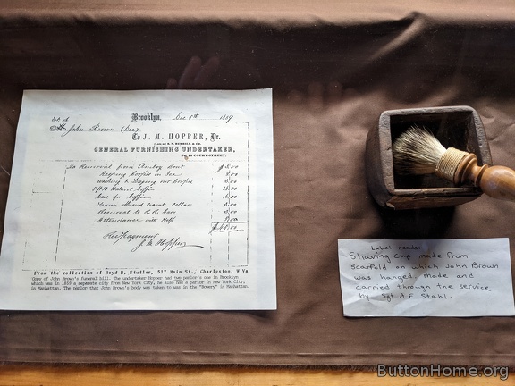 John Brown undertaker costs and shaving bowl from his gallows