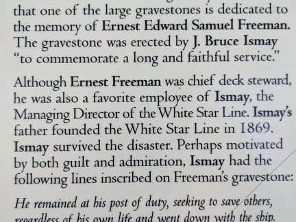 Ismay story about the Freeman gravestone