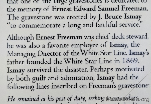 Ismay story about the Freeman gravestone