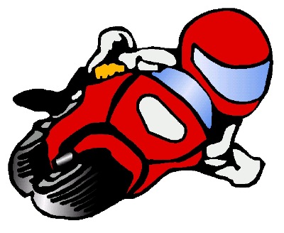 motorcycle red turning with rider drawing