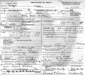 Ella Mosher death certificate
