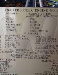 Placard on the Button Engine in Virginia City, NV